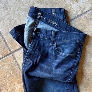 7 For All Mankind Men's Dark Blue Slimmy Jeans